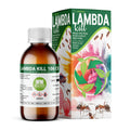 Bottle and packaging of Lambda Kill pest killer on a white background