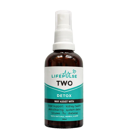 LifePulse Two Detox Spray bottle with natural background