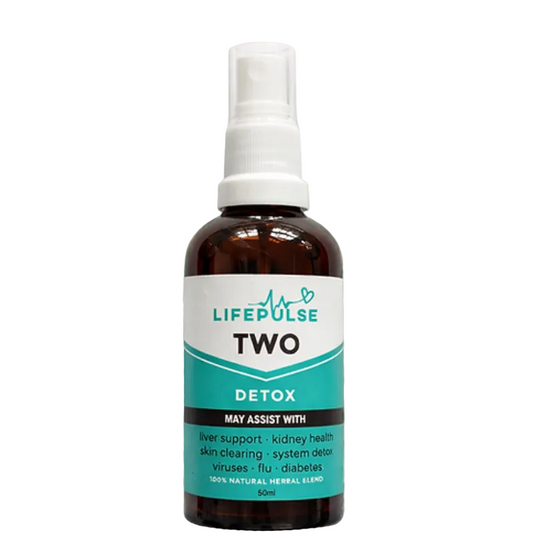 LifePulse Two Detox Spray bottle with natural background