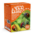 Packaging of EcoLure, showing the product name and illustrations of beneficial insects like ladybugs and lacewings on a green background.