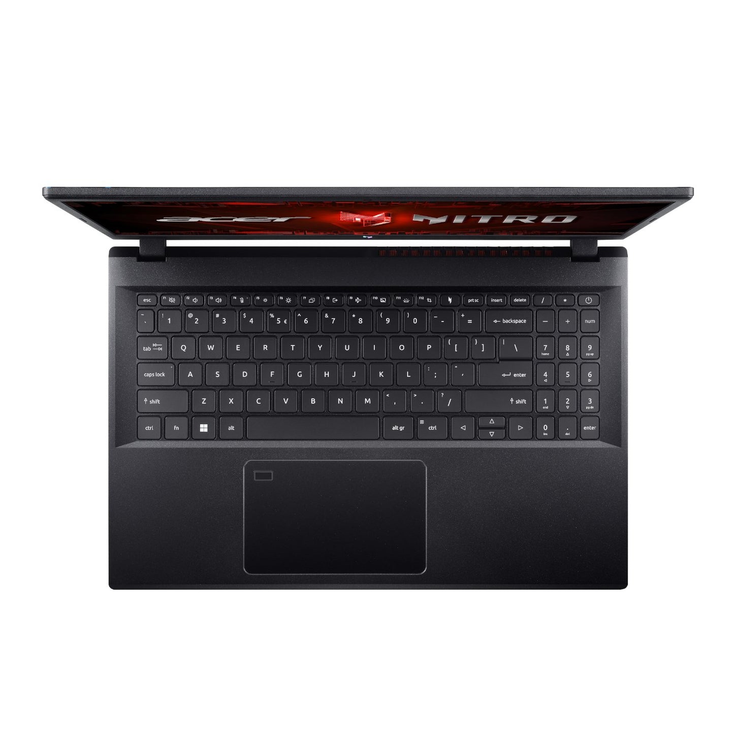 Black laptop with visible brand logo on a white background
