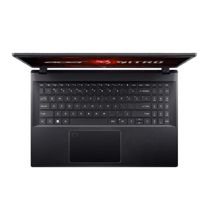 Black laptop with visible brand logo on a white background
