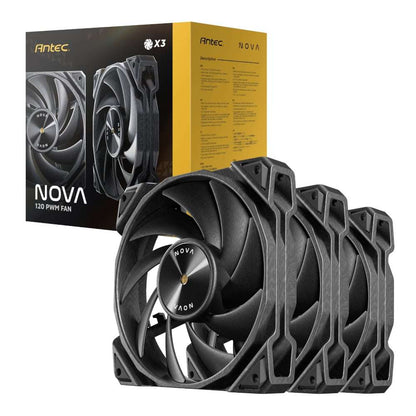 Antec Nova 120 PWM fan with packaging on a white background