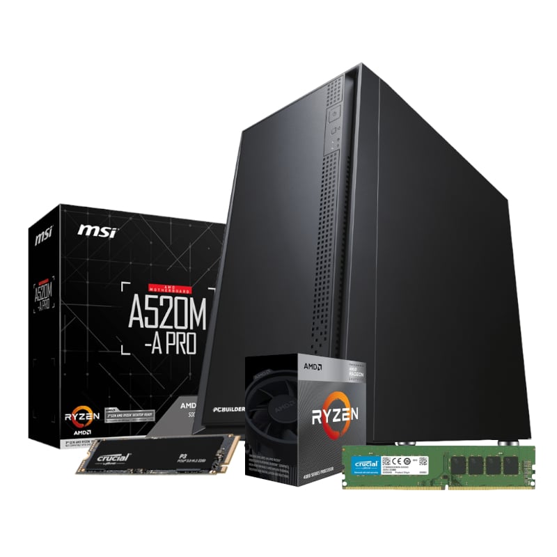 PCBuilder HOME MASTER Desktop PC Ryzen 5 4600G 8GB DDR4 RAM 500GB NVMe SSD