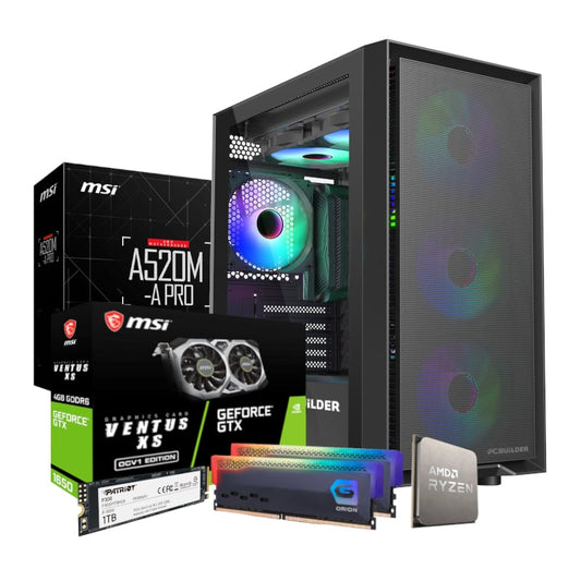 PCBuilder SCOUT Gaming PC - Ryzen 5 5500 16GB DDR4 RAM 1TB NVMe SSD GeForce GTX 1650