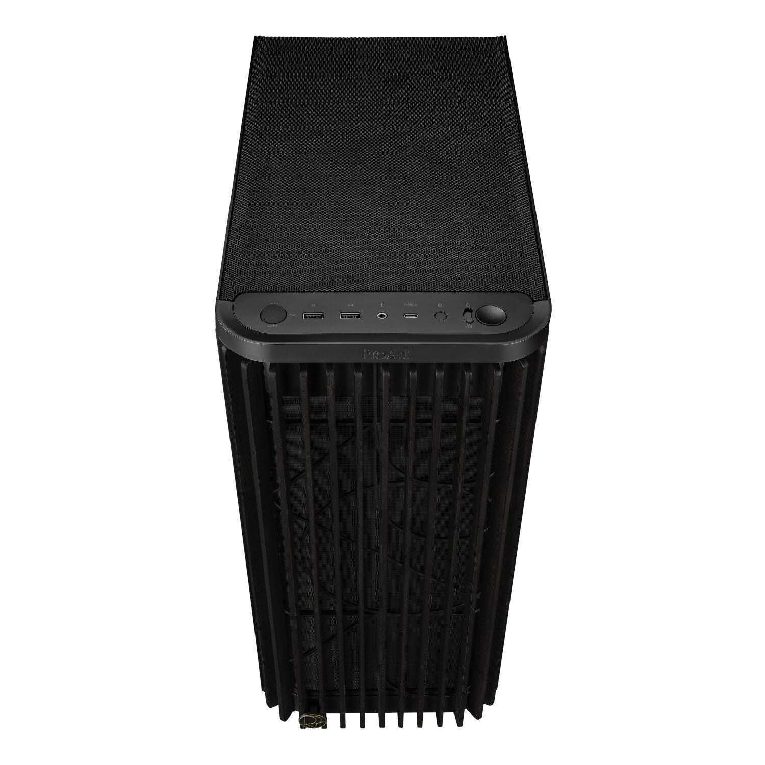 Black computer case on a white background