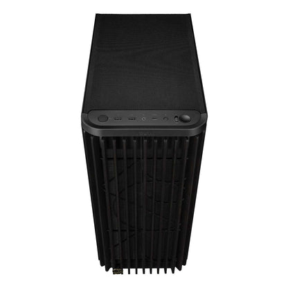 Black computer case on a white background