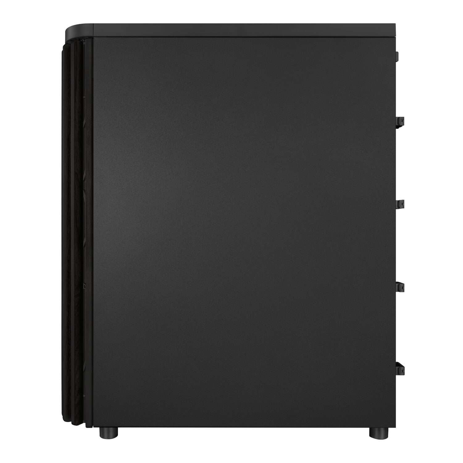 Black computer case on a white background