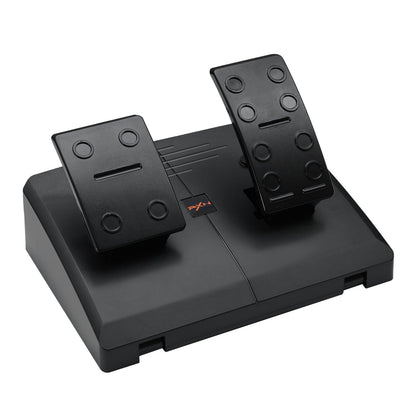 Black gaming steering wheel controller on a white background