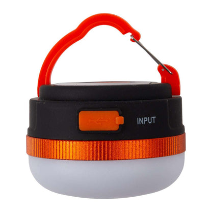 Portable lantern with orange accents on a white background
