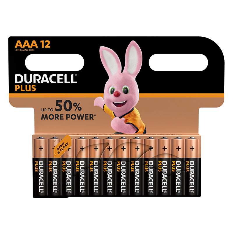 DURACELL BATTERY PLUS ALKALINE AAA 12 PACK