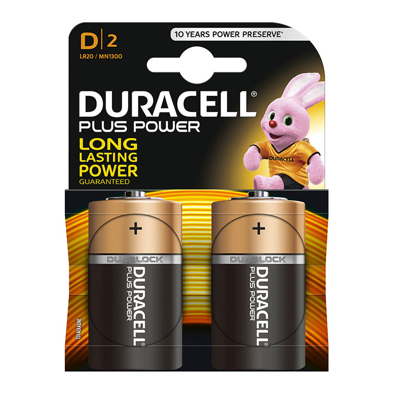 DURACELL BATTERY PLUS ALKALINE D 2 PACK