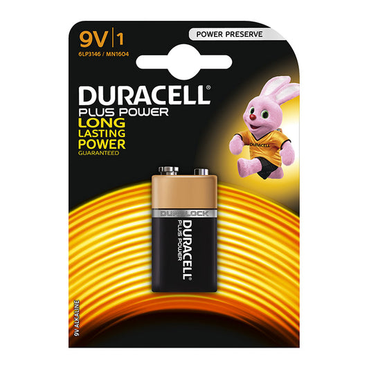 DURACELL BATTERY PLUS ALKALINE 9V 1 PACK