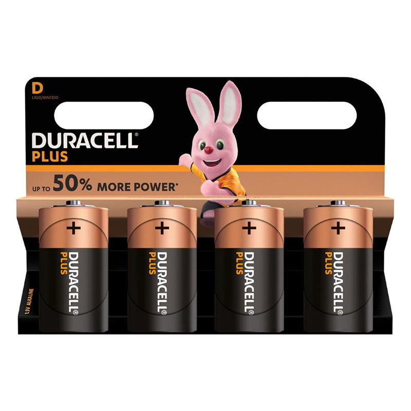 DURACELL BATTERY PLUS ALKALINE D 4 PACK