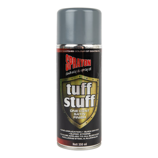 Sprayon tuff stuff spray paint can on a white background