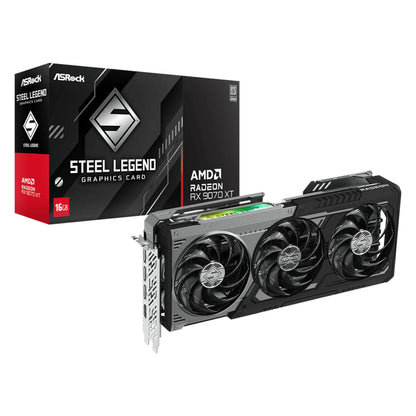 ASRock Radeon RX9070 XT Steel Legend Dark 16GB Graphics Card - GroPlus