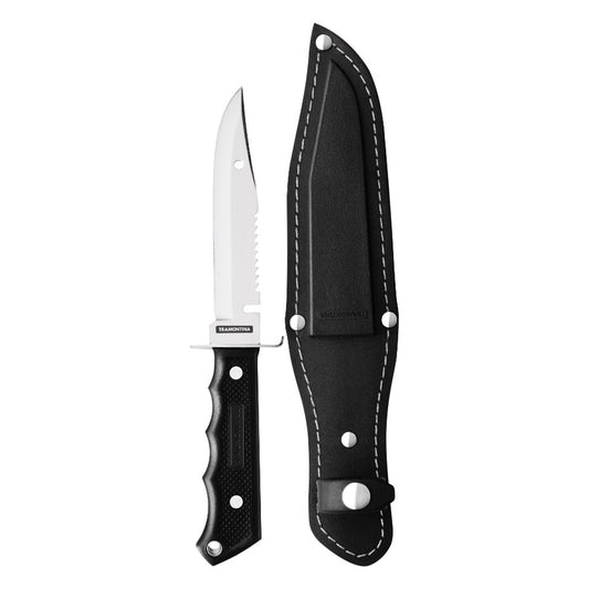 Black knife with a sheath on a white background