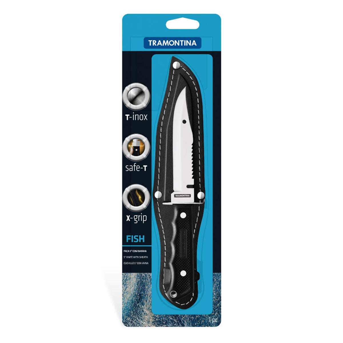 Tramontina fish fillet knife packaging on a white background