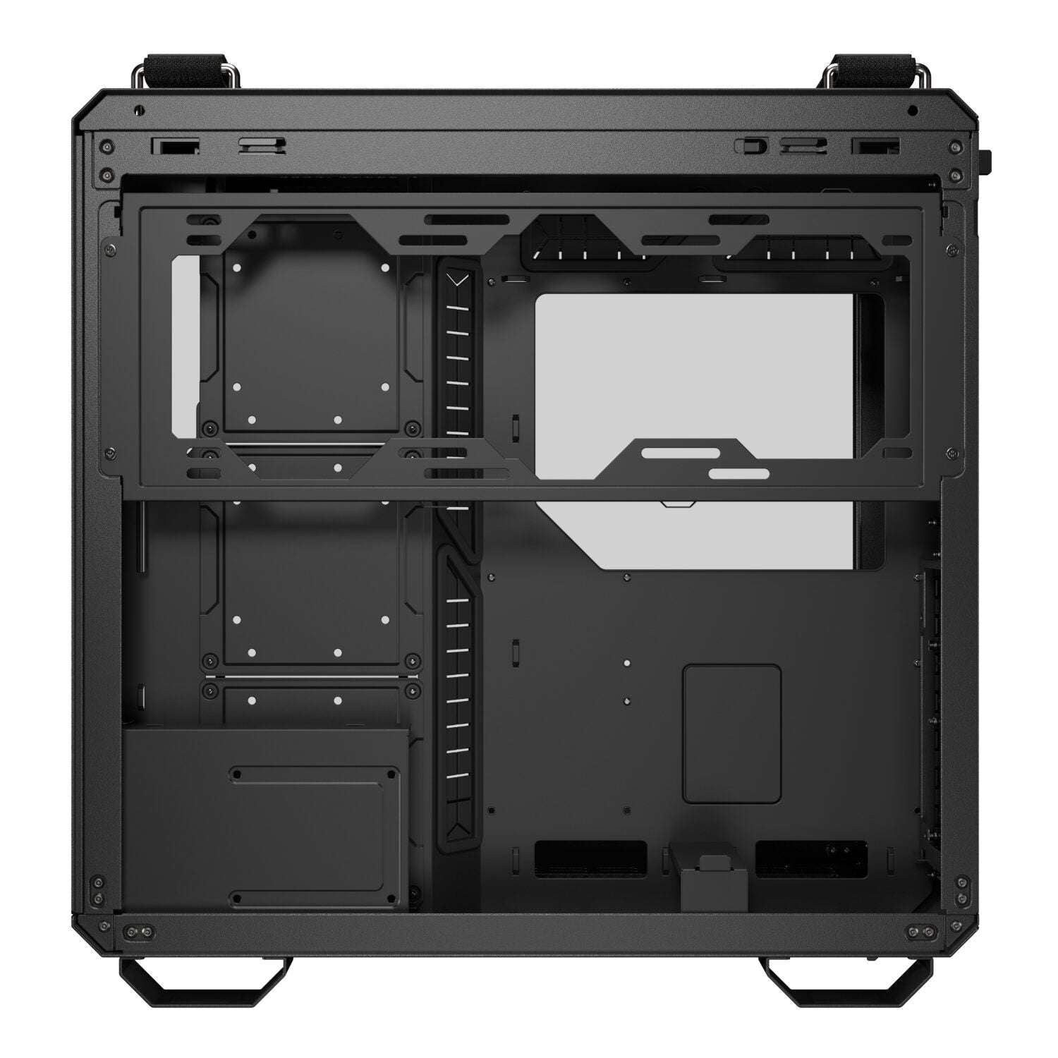 Black computer case on a white background