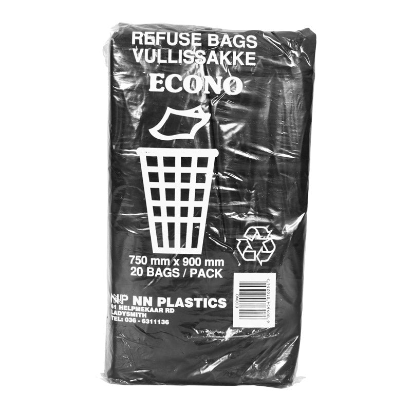 REFUSE BAG BLACK 28MIC 20 PER PACK