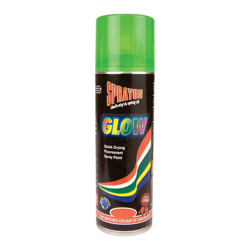 Sprayon Glow spray paint can on a white background
