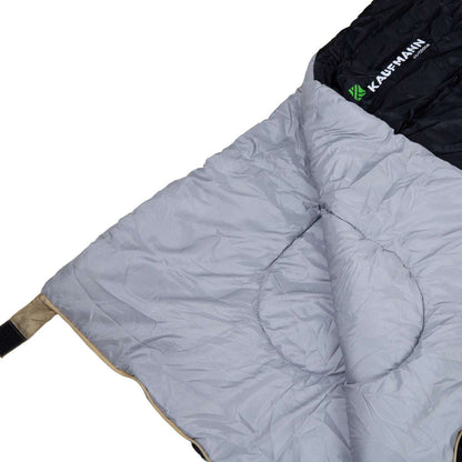 Sleeping bag with visible brand logo on a white background