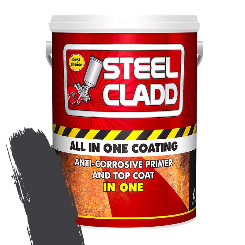 Steel Cladd coating container with red label on a white background