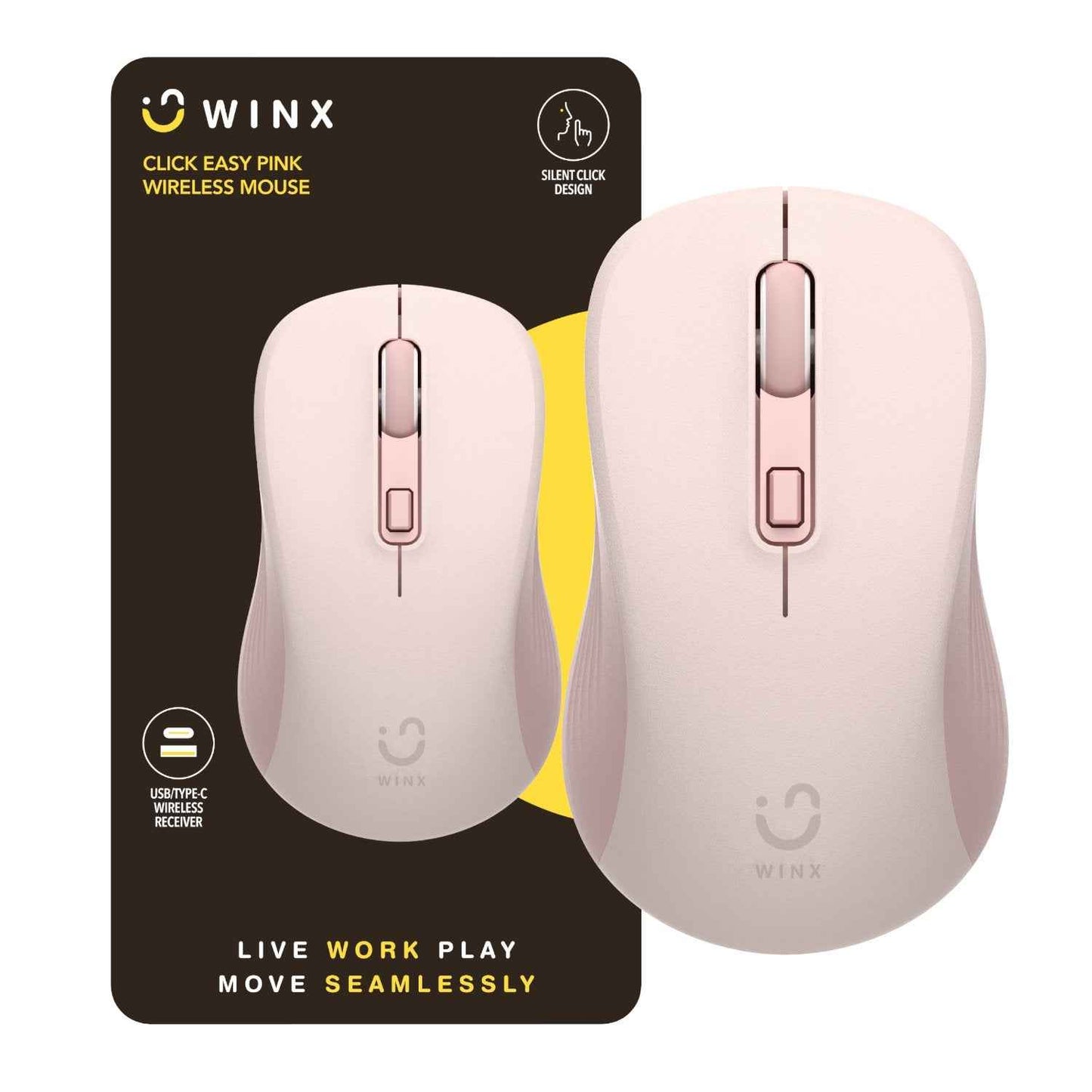 WINX CLICK Easy 1600DPI 2.4GHz Wireless Mouse Pink
