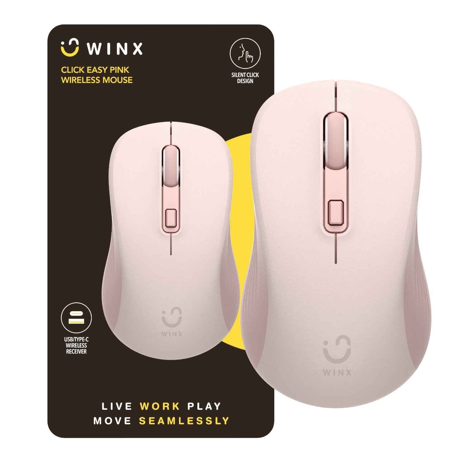 WINX CLICK Easy 1600DPI 2.4GHz Wireless Mouse Pink