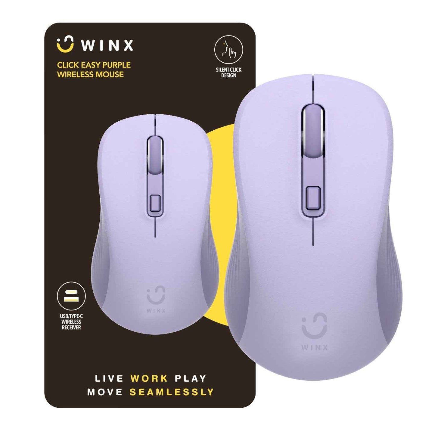 WINX CLICK Easy 1600DPI 2.4GHz Wireless Mouse Purple