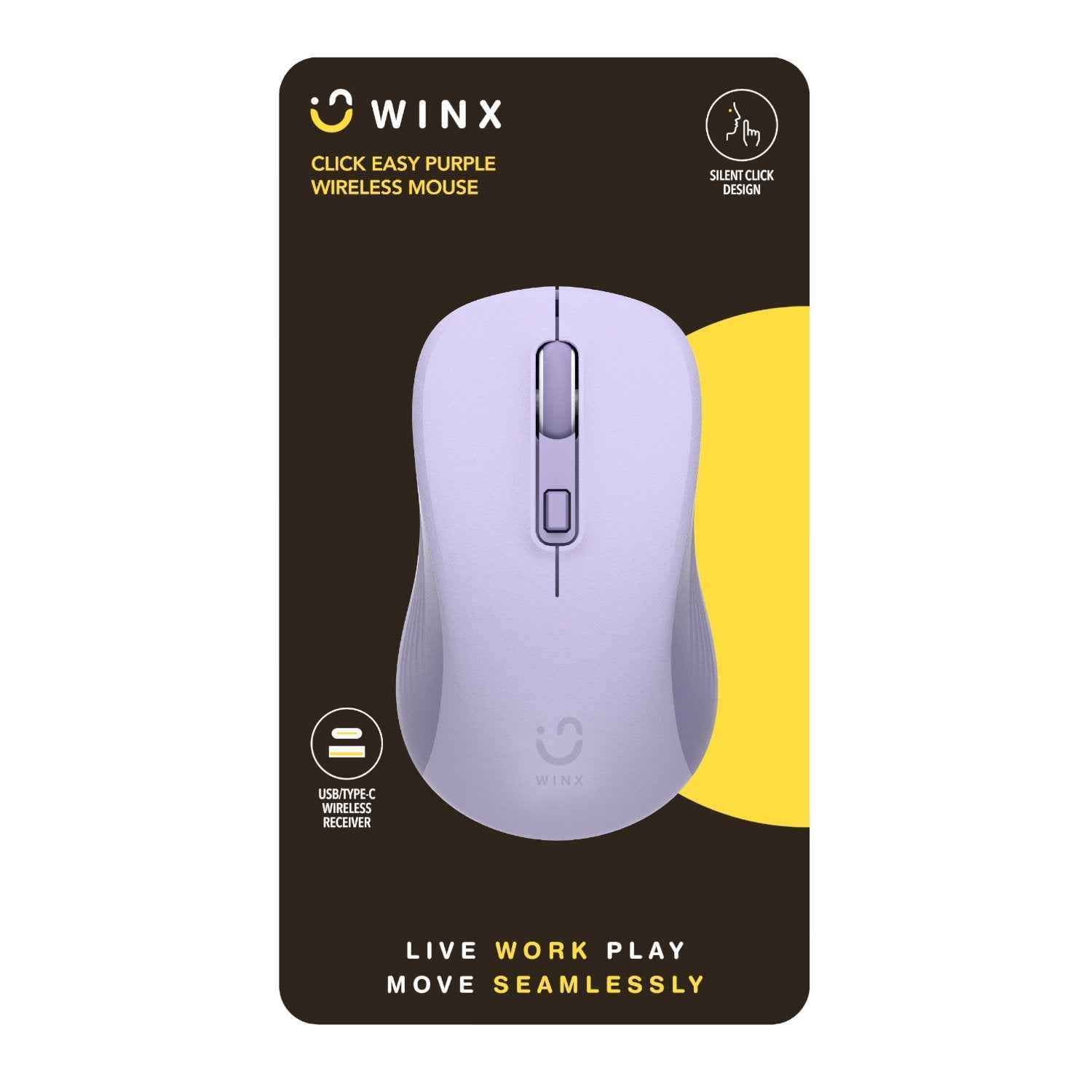 WINX CLICK Easy 1600DPI 2.4GHz Wireless Mouse Purple
