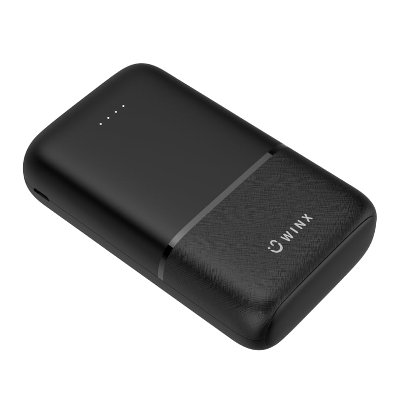 Black portable device with 'WINX' branding on a white background