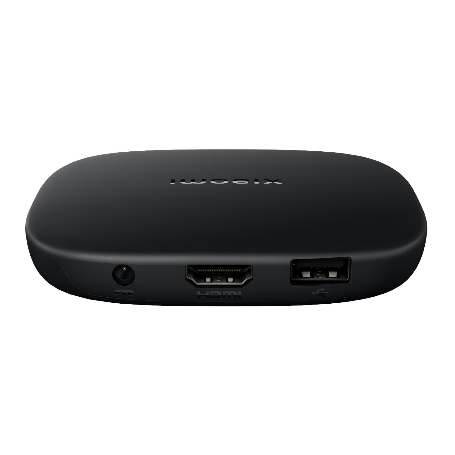 Black electronic device with ports on a white background