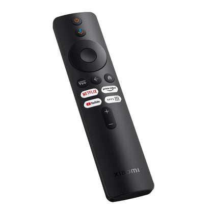 Black Xiaomi remote control on a white background