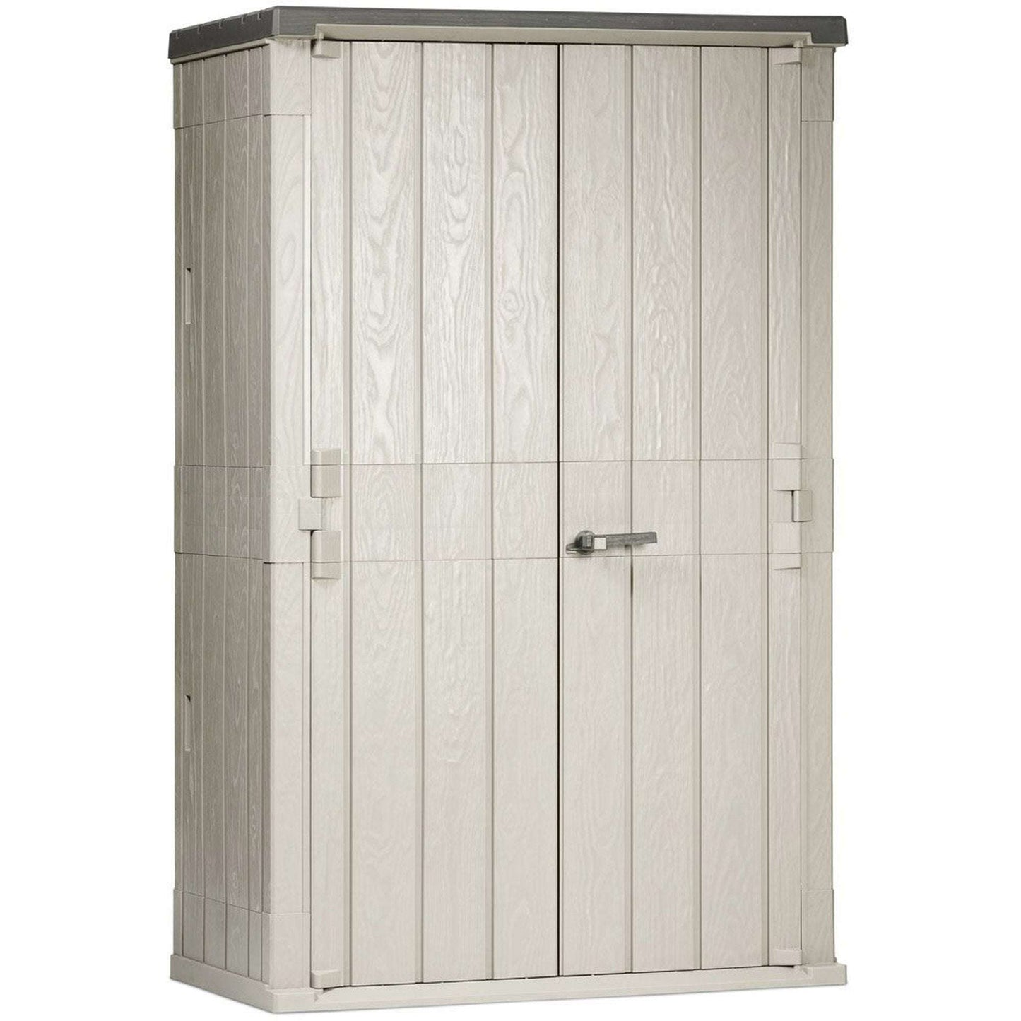 Storage shed with doors on a white background