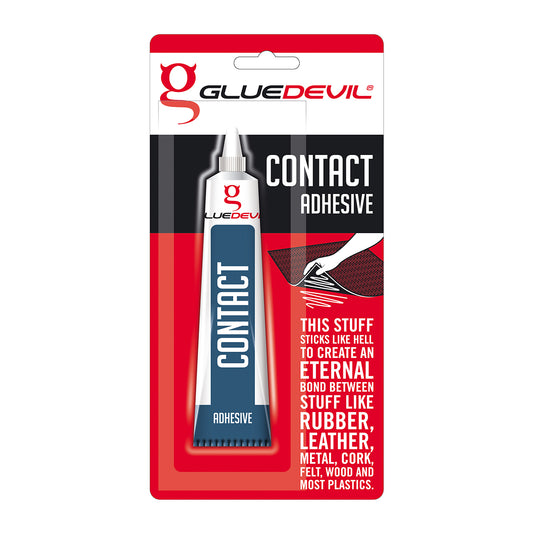 Glue Devil contact adhesive packaging on a white background