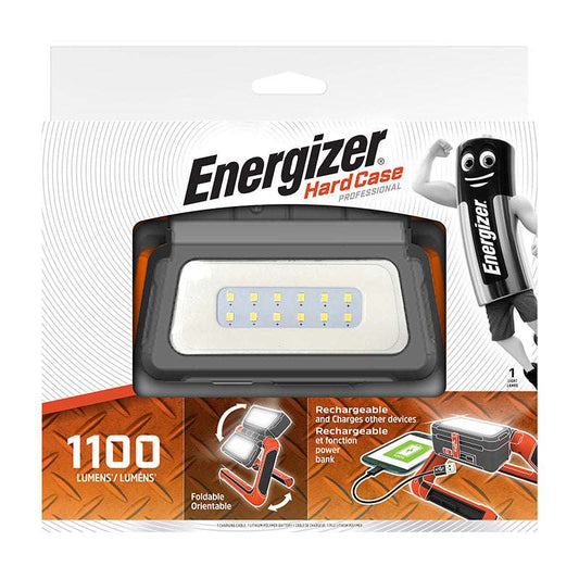 Energizer Hard Case professional light in packaging with branding and product details.