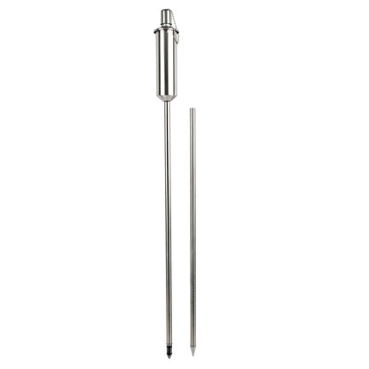 A stainless steel garden torch.