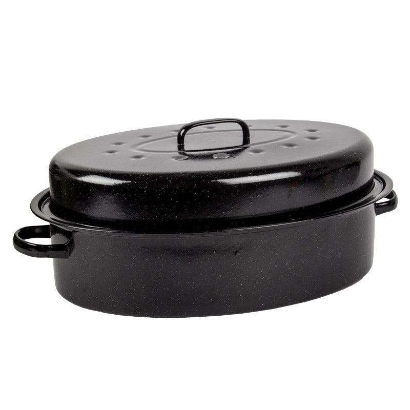 KAUFMANN OVAL ENAMEL COATED PAN + LID 8L