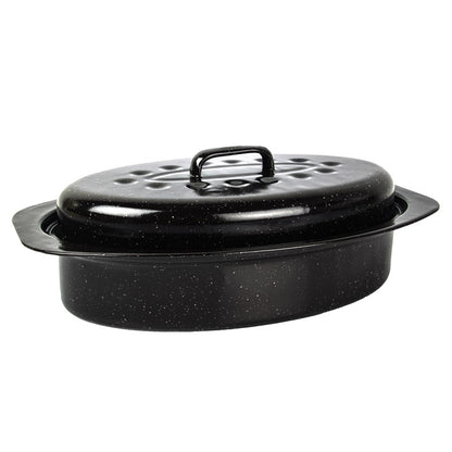 KAUFMANN OVAL ENAMEL COATED PAN + LID 3L