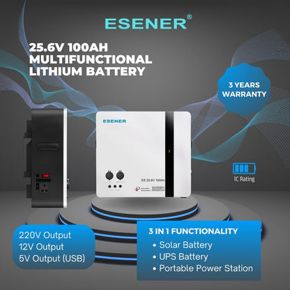 Esener 2.56kWh Multifunctional Lithium Battery 25.6V | excellent high temperature performance | reliable power for South African homes