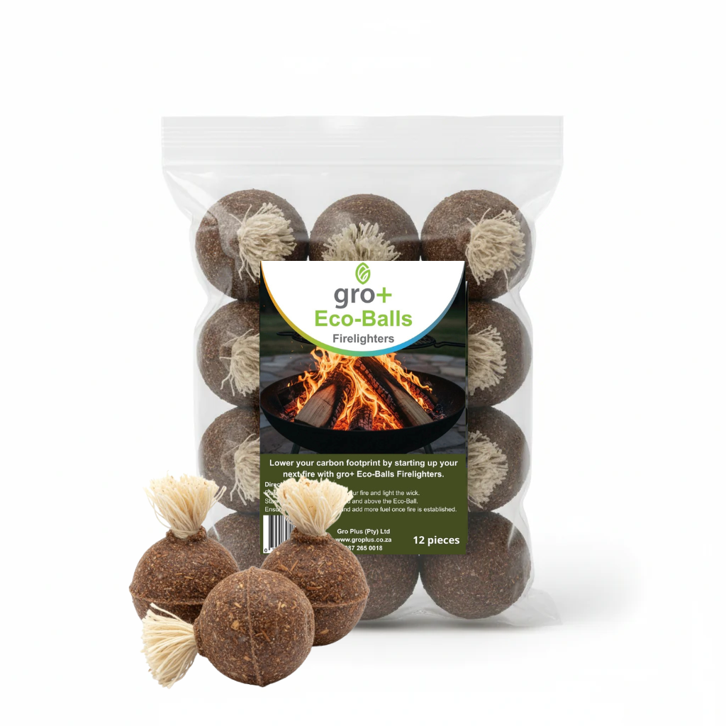 Pack of gro+ Eco-Balls Firelighters with a visible label on a white background