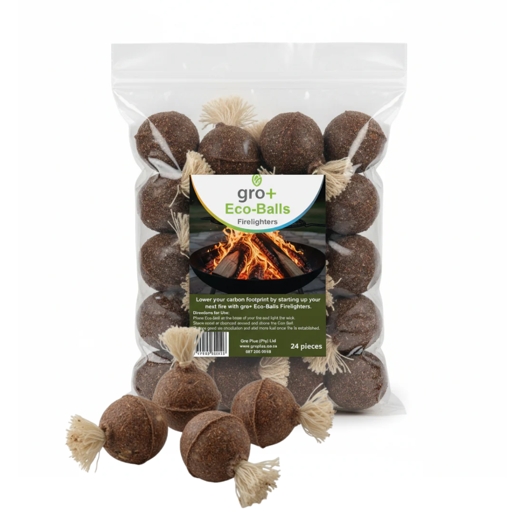 Pack of gro+ Eco-Balls Firelighters with packaging on a white background