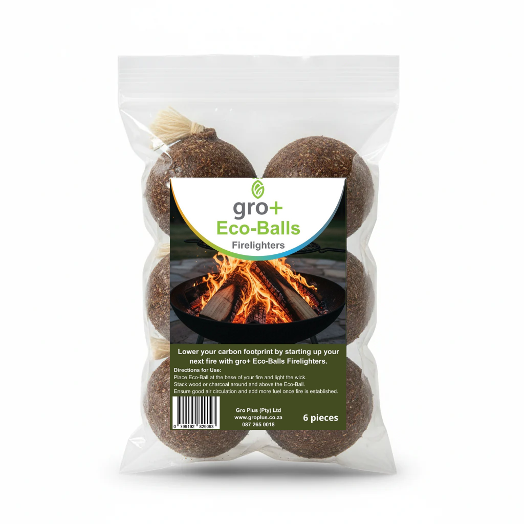 Pack of gro+ Eco-Balls Firelighters with packaging on a white background