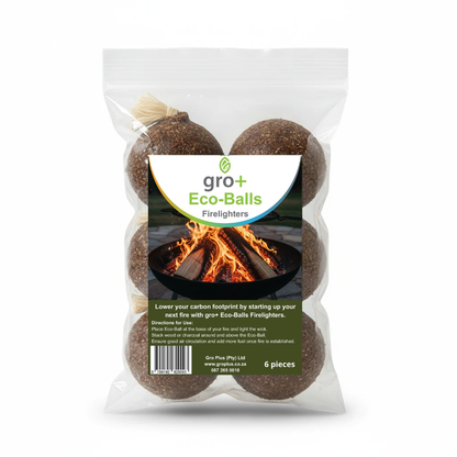 Pack of gro+ Eco-Balls Firelighters with packaging on a white background