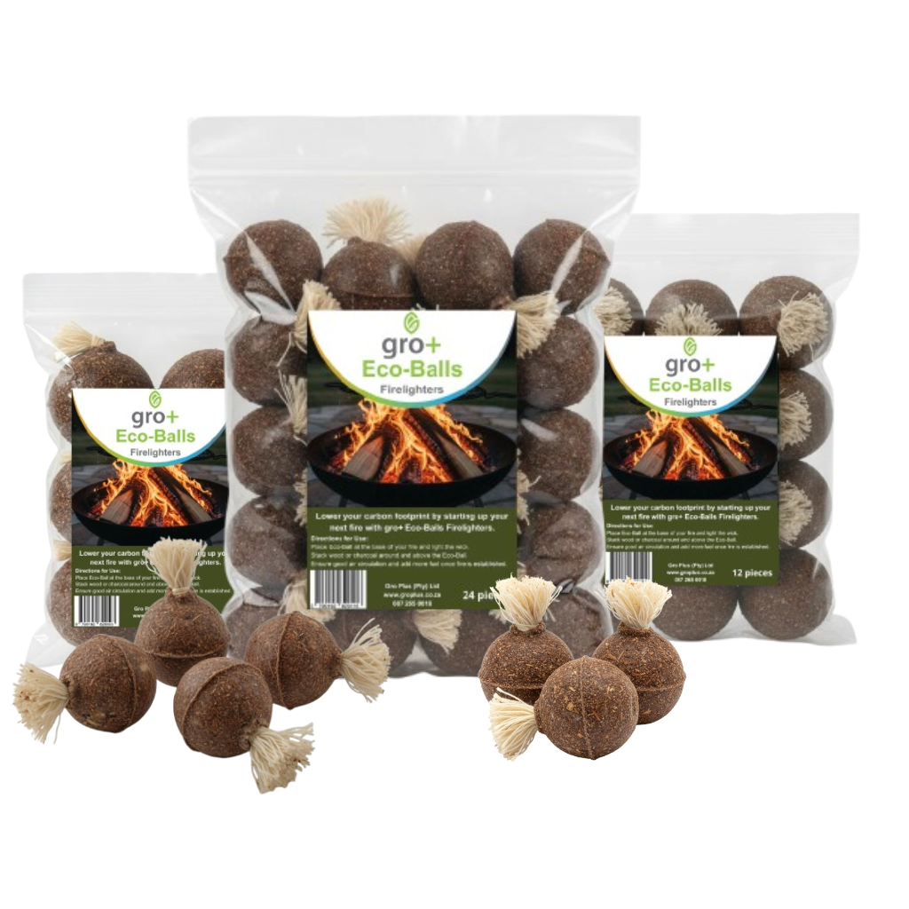 gro+ Eco-Balls firelighters in packaging on a white background