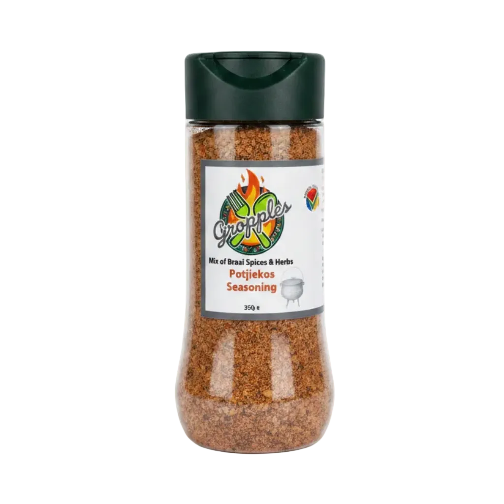 Gropples Potjiekos Seasoning Shaker 350g — hand-blended potjie spice blend, Proudly South African