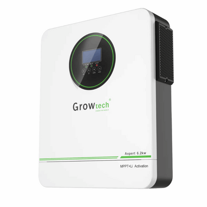Growtech Axpert GT 6.2kW Inverter 48V with LCD display and MPPT solar charge control for optimised energy conversion.