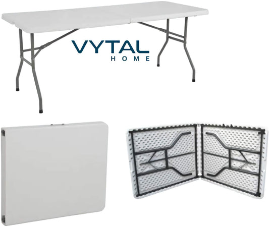 Folding table with Vytal Home branding, shown in open and folded states.