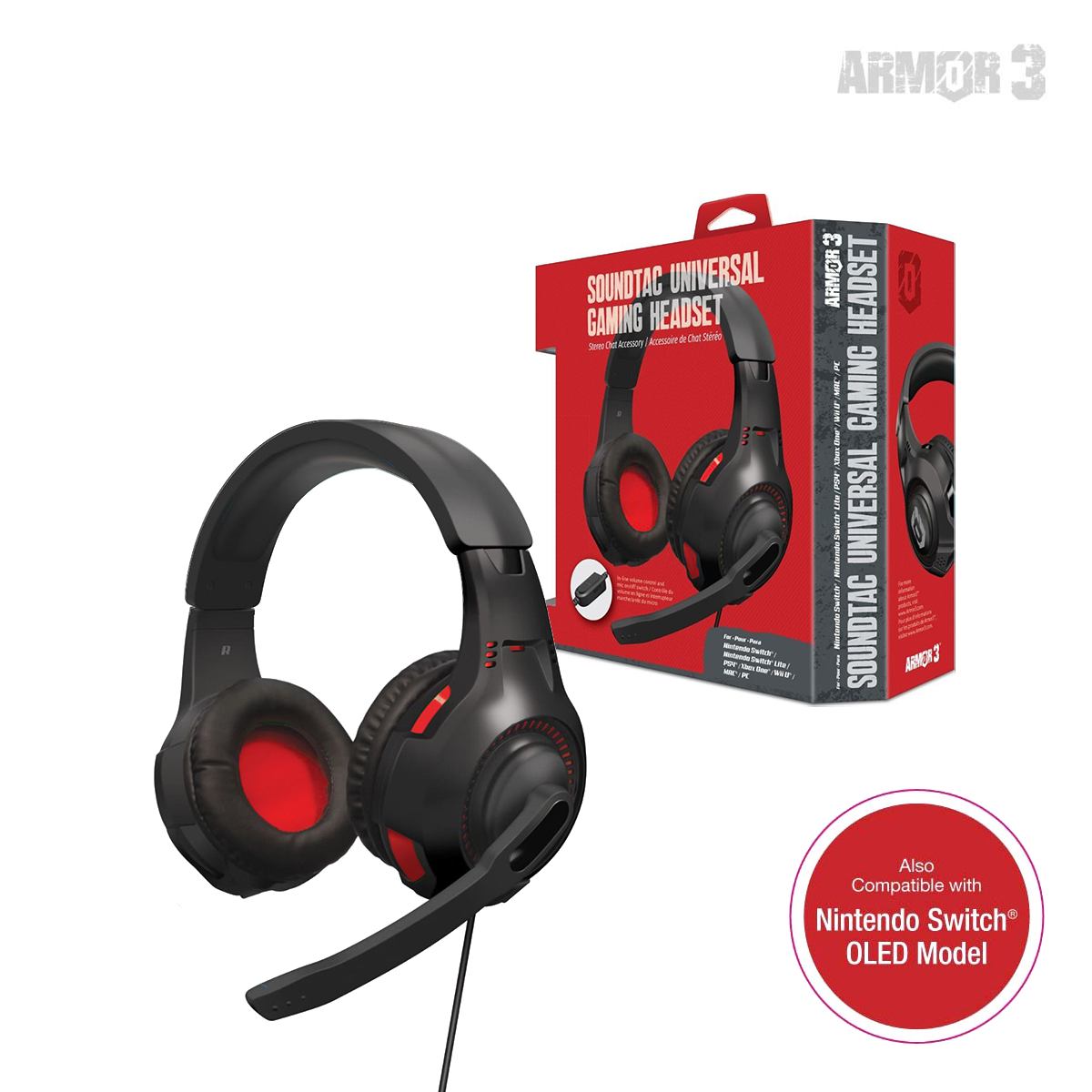 Armor3 SoundTac Universal Gaming Headset Red